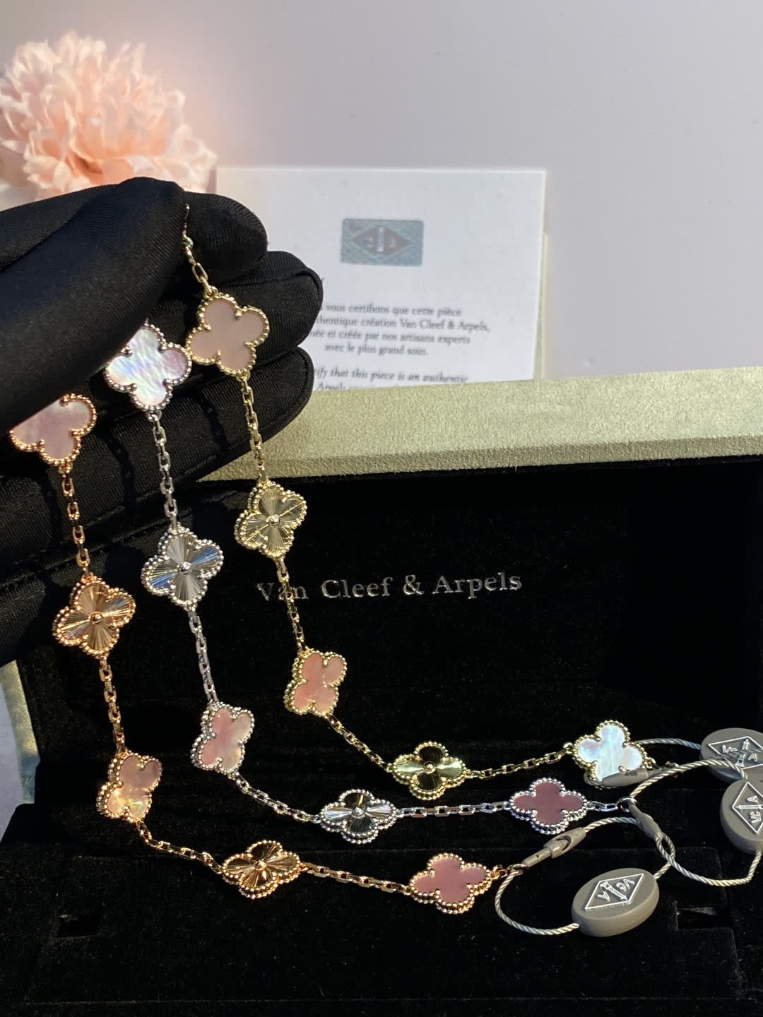 Van Cleef & Arpels Alhambra Pink Gold and Silver Bracelet